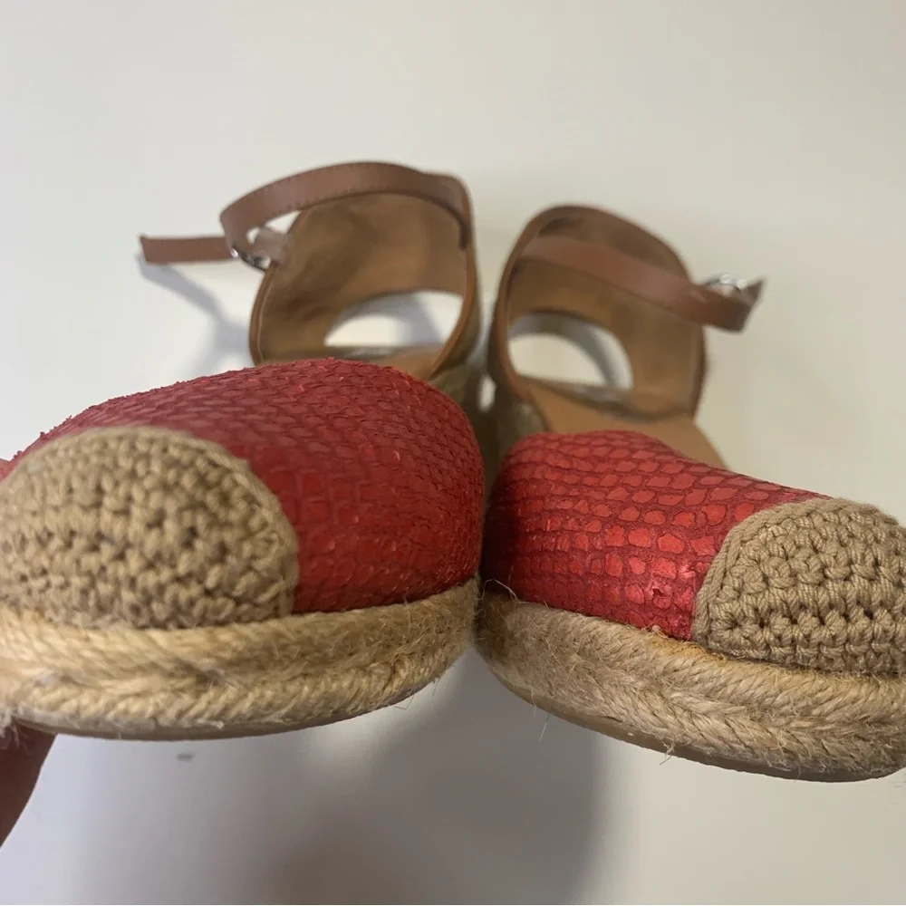 Halogen Red and Tan Espadrille Wedge Sandals